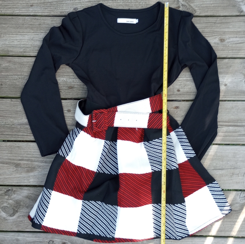 🌷Gifting🌷 Size Large Juniors Sans Souci Plaid Belted Dress - Picture 6 of 12